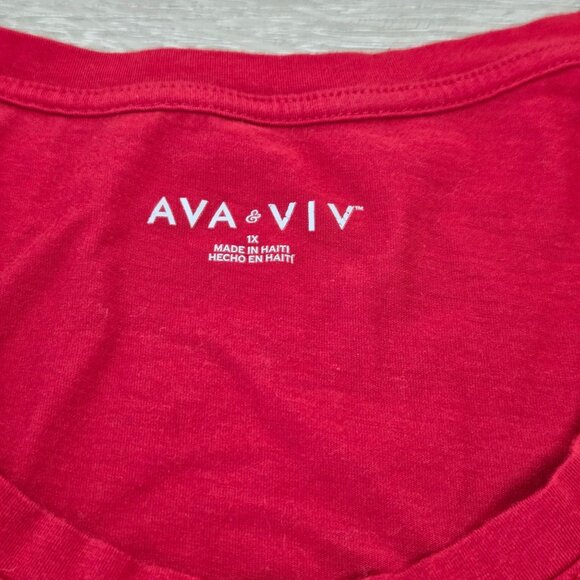Ava & Viv Red Short Sleeve Scoop Neck Tunic Top Womens Plus Size 1X - Picture 6 of 16